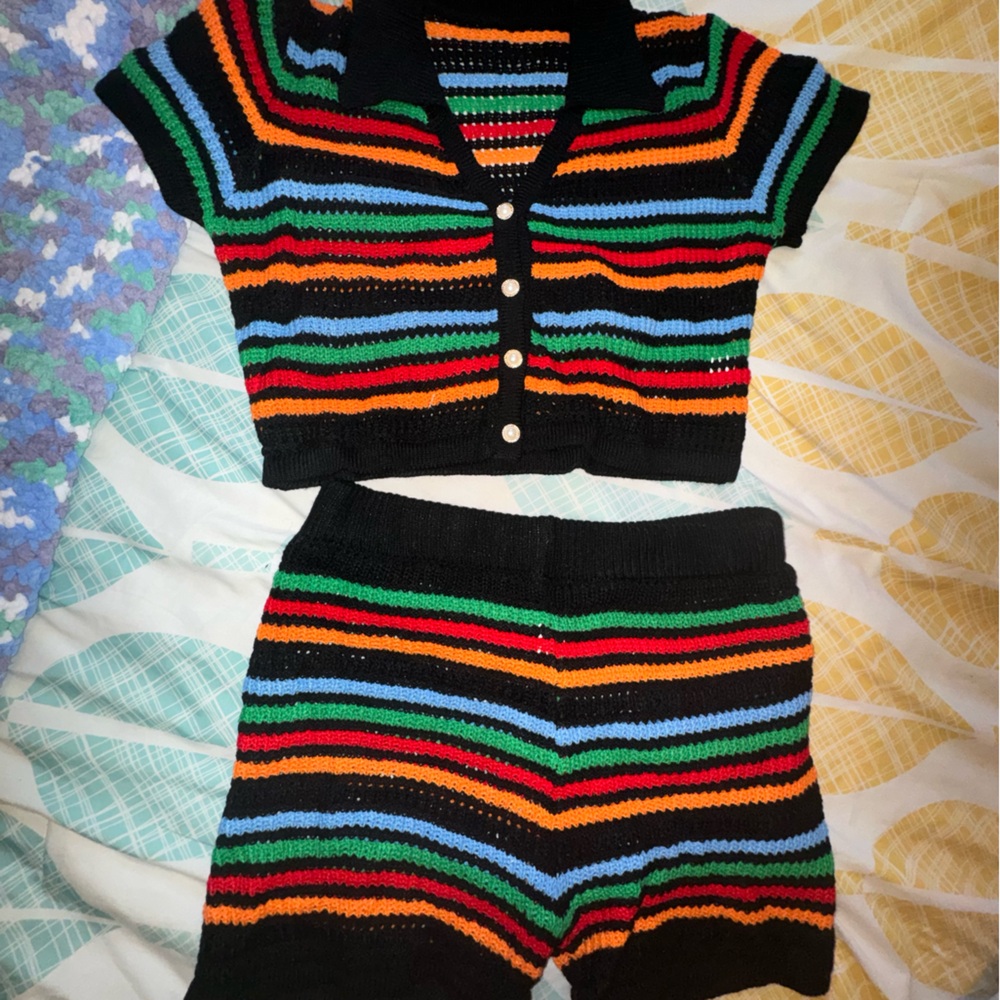 Knitted shorts & crop top set.